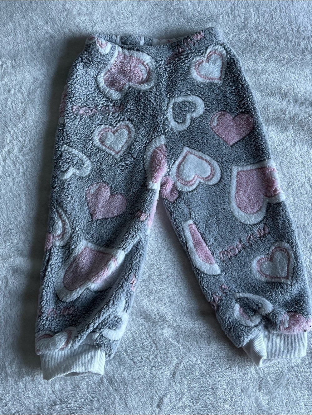 18 Month 24 Month Grey Pink White Heart Kids Baby Toddler Fluffy SoftSweat Pants